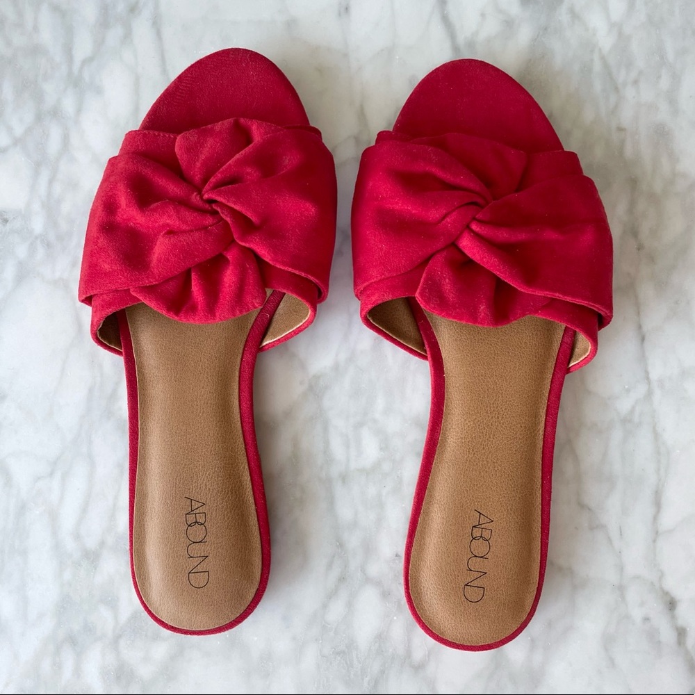 NEW Abound Capryce Front Tie Front Suede Sandal, Red, Size US 7